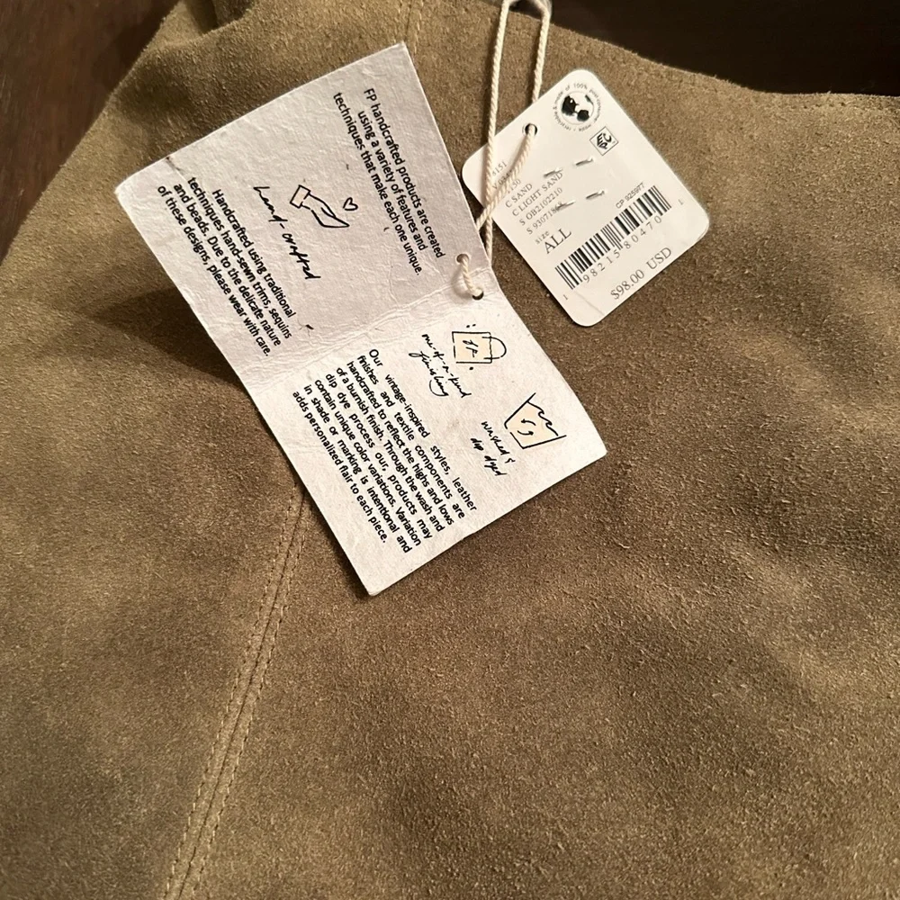 New Free People Bobbi Suede Shoulder Bag ~ Tan - Picture 4 of 7